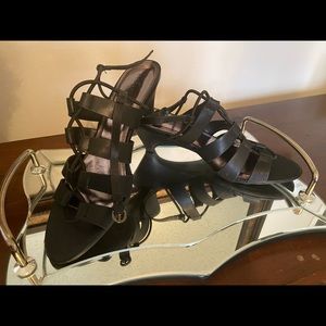 Size 11 black tie up platform heels